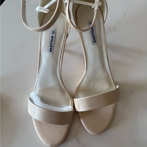 Neutral Ankle-Strap Heels in Cream